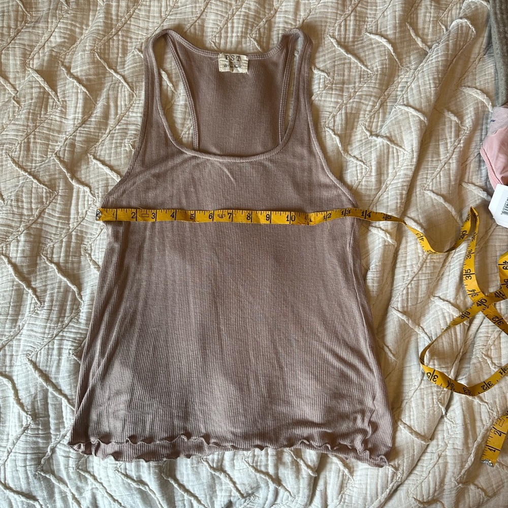 taupe ribbed racerback tank - Picture 2 of 4
